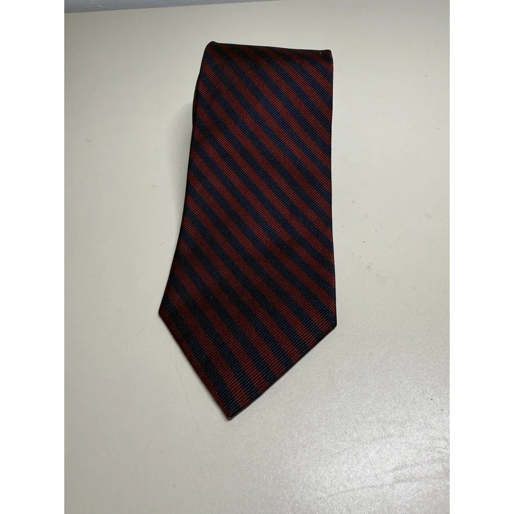 Vintage BROOKS BROTHERS [ MAKERS ] men's tie 100% Silk Striped Blue Made in USA